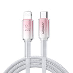 JOYROOM S-A42 سلسلة كريستال واضحة كابل بيانات شحن سريع، الطول: 1.2م، كابل Type-C إلى Type-C، كابل Type-C إلى 8 دبابيس، كابل USB إلى Type-C، كابل USB إلى 8 دبابيس