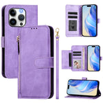 غطاء هاتف جلدي بمحفظة بسحاب مع فتحات متعددة للبطاقات، لـ iPhone 16، iPhone 15 Pro Max، iPhone 15 Pro، iPhone 15 Plus، iPhone 15، iPhone 14 Plus، iPhone 14 / 13، iPhone 14 Pro