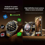 ساعة ذكية T7 بشبكة 4G LTE، شاشة 1.508 بوصة، أندرويد 10، 6 جيجابايت + 128 جيجابايت، معالج MTK6762 ثماني النواة، تدعم قياس معدل ضربات القلب / أكسجين الدم