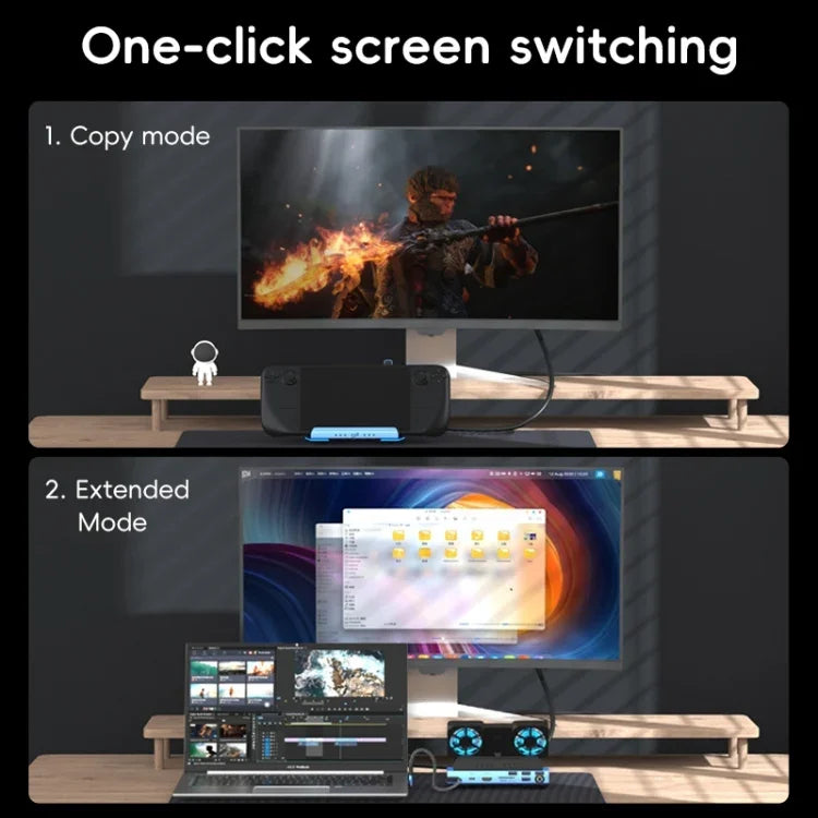 محطة إرساء ألعاب USB-C 9 في 1 مع مروحة قابلة للفصل YCE-V279A، 9 في 1