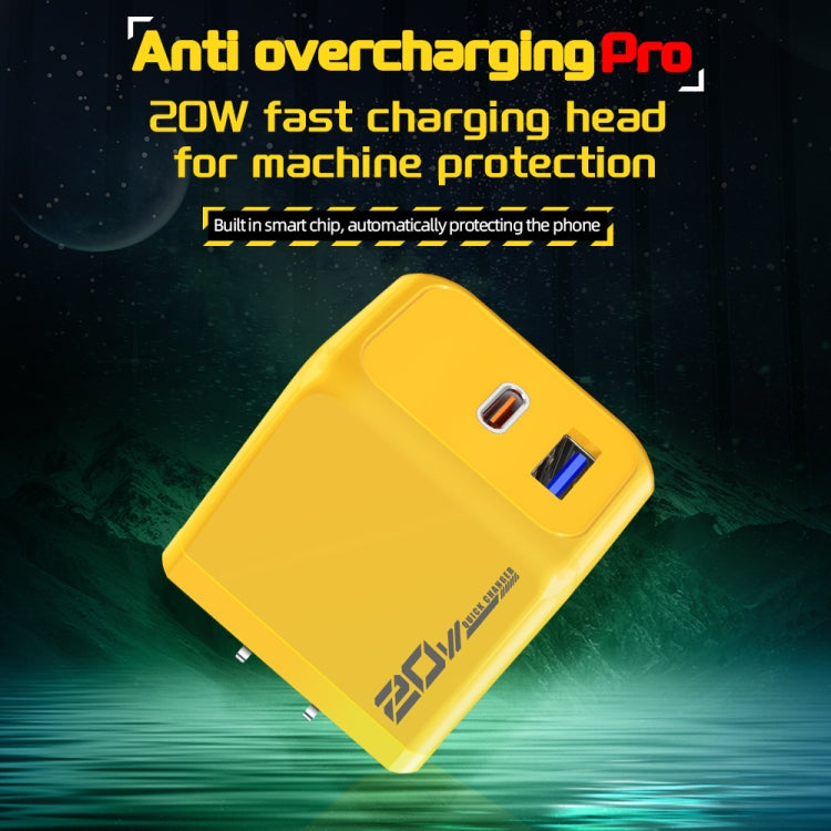 شاحن سريع M167 PD 20 واط Type-C و USB QC 3.0، قابس الاتحاد الأوروبي، قابس الولايات المتحدة