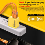 شاحن سريع M167 PD 20 واط Type-C و USB QC 3.0، قابس الاتحاد الأوروبي، قابس الولايات المتحدة