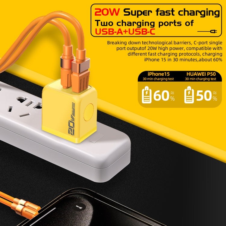 شاحن سريع M167 PD 20 واط Type-C و USB QC 3.0، قابس الاتحاد الأوروبي، قابس الولايات المتحدة