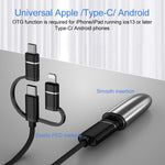 محول OTG 3 في 1 من USB أنثى إلى Micro USB، Type-C، ذكر 8 دبابيس