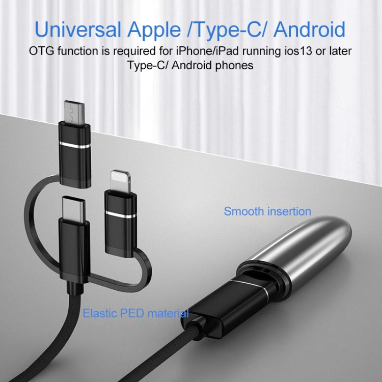 محول OTG 3 في 1 من USB أنثى إلى Micro USB، Type-C، ذكر 8 دبابيس