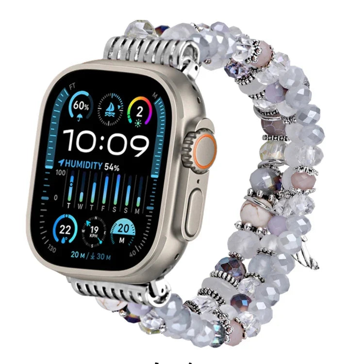 سوار ساعة بسلسلة شرابة ماسية ملونة، لساعات Apple Watch بمقاسات 46مم / 49مم / 45مم / 44مم، لساعات Apple Watch بمقاسات 42مم / 41مم / 40مم / 38مم