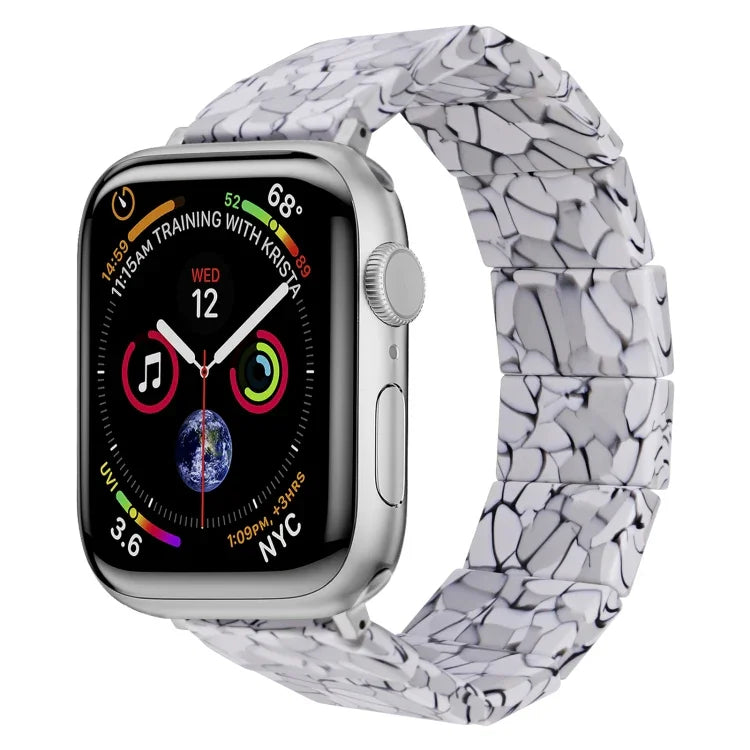 سوار ساعة مربع من الراتنج بحبل مطاطي، لساعات Apple Watch بمقاسات 46مم / 49مم / 45مم / 44مم، لساعات Apple Watch بمقاسات 42مم / 41مم / 40مم / 38مم