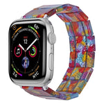 سوار ساعة مربع من الراتنج بحبل مطاطي، لساعات Apple Watch بمقاسات 46مم / 49مم / 45مم / 44مم، لساعات Apple Watch بمقاسات 42مم / 41مم / 40مم / 38مم