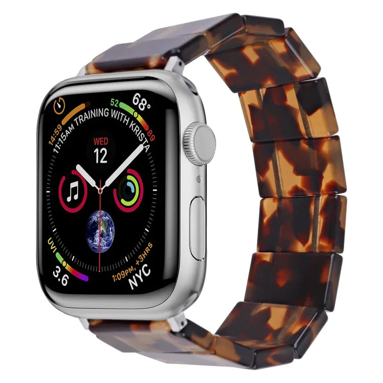 سوار ساعة مربع من الراتنج بحبل مطاطي، لساعات Apple Watch بمقاسات 46مم / 49مم / 45مم / 44مم، لساعات Apple Watch بمقاسات 42مم / 41مم / 40مم / 38مم