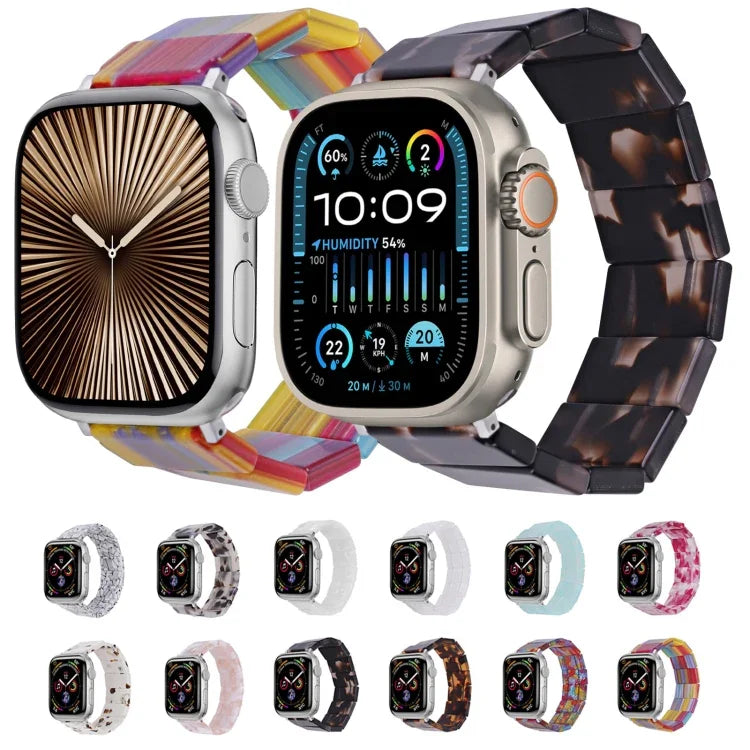 سوار ساعة مربع من الراتنج بحبل مطاطي، لساعات Apple Watch بمقاسات 46مم / 49مم / 45مم / 44مم، لساعات Apple Watch بمقاسات 42مم / 41مم / 40مم / 38مم