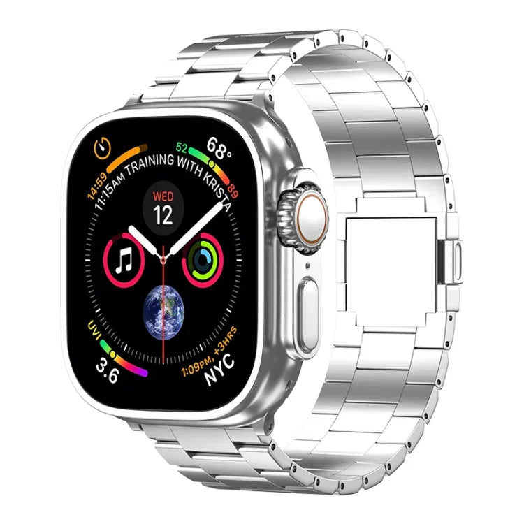 سوار ساعة من سبيكة التيتانيوم المغناطيسي بثلاث خرزات، لساعات Apple Watch بمقاسات 46مم / 49مم / 45مم / 44مم، لساعات Apple Watch بمقاسات 42مم / 41مم / 40مم / 38مم