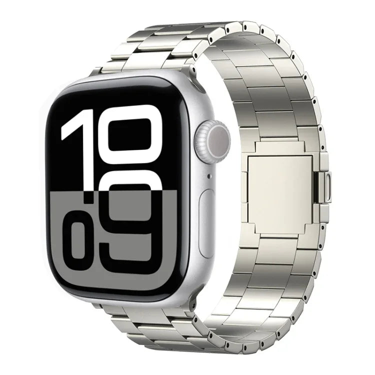 سوار ساعة من سبيكة التيتانيوم المغناطيسي بثلاث خرزات، لساعات Apple Watch بمقاسات 46مم / 49مم / 45مم / 44مم، لساعات Apple Watch بمقاسات 42مم / 41مم / 40مم / 38مم