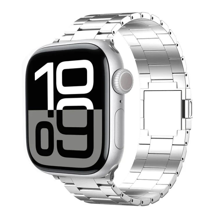 سوار ساعة من سبيكة التيتانيوم المغناطيسي بثلاث خرزات، لساعات Apple Watch بمقاسات 46مم / 49مم / 45مم / 44مم، لساعات Apple Watch بمقاسات 42مم / 41مم / 40مم / 38مم