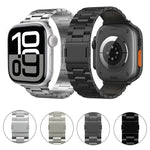 سوار ساعة من سبيكة التيتانيوم المغناطيسي بثلاث خرزات، لساعات Apple Watch بمقاسات 46مم / 49مم / 45مم / 44مم، لساعات Apple Watch بمقاسات 42مم / 41مم / 40مم / 38مم