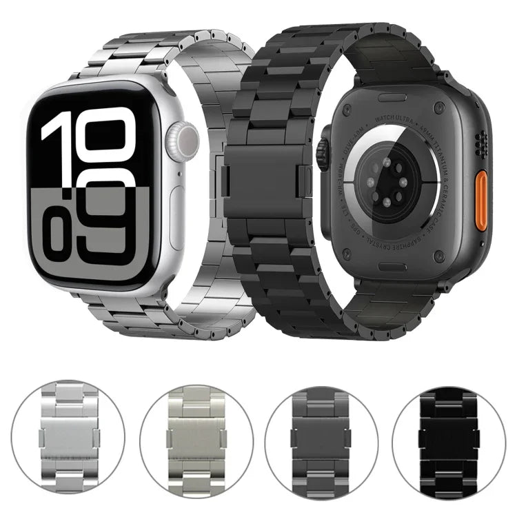 سوار ساعة من سبيكة التيتانيوم المغناطيسي بثلاث خرزات، لساعات Apple Watch بمقاسات 46مم / 49مم / 45مم / 44مم، لساعات Apple Watch بمقاسات 42مم / 41مم / 40مم / 38مم