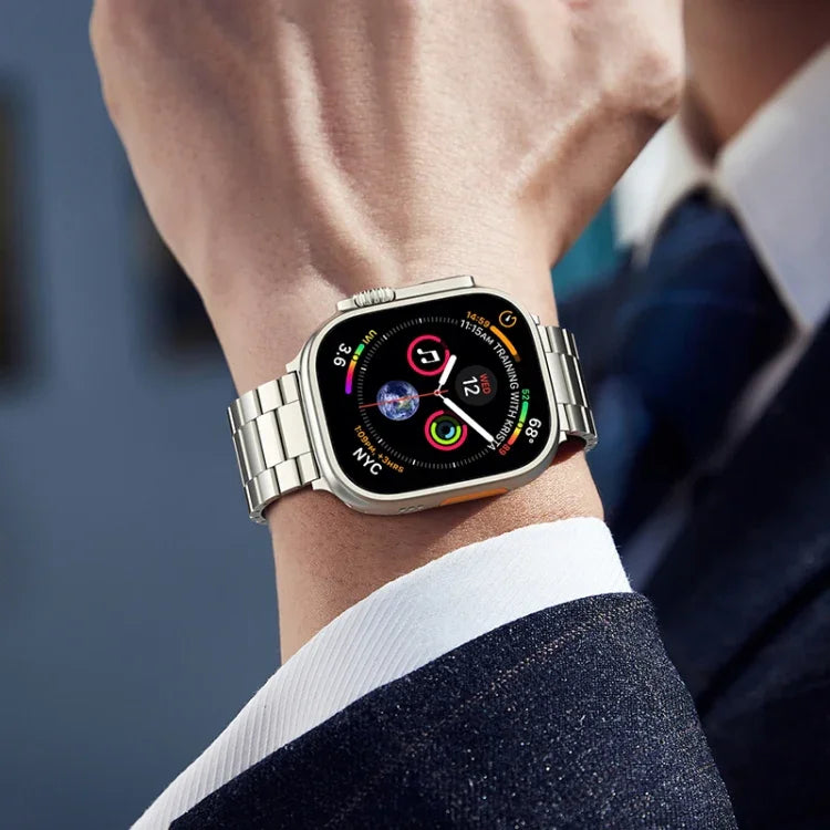 سوار ساعة من سبيكة التيتانيوم المغناطيسي بثلاث خرزات، لساعات Apple Watch بمقاسات 46مم / 49مم / 45مم / 44مم، لساعات Apple Watch بمقاسات 42مم / 41مم / 40مم / 38مم