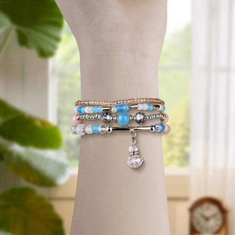 سوار ساعة بسلسلة خرز نحاسية بأربعة صفوف، لساعات Apple Watch مقاسات 46مم / 49مم / 45مم / 44مم، لساعات Apple Watch مقاسات 42مم / 41مم / 40مم / 38مم
