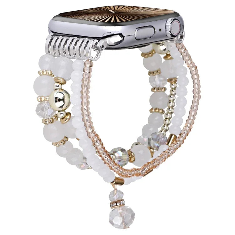 سوار ساعة بسلسلة خرز نحاسية بأربعة صفوف، لساعات Apple Watch مقاسات 46مم / 49مم / 45مم / 44مم، لساعات Apple Watch مقاسات 42مم / 41مم / 40مم / 38مم
