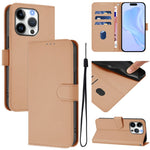 Skin Feel Solid Color Leather Phone Case with Lanyard, For iPhone 16 Pro, For iPhone 16 Plus