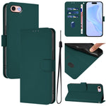 Skin Feel Solid Color Leather Phone Case with Lanyard, For iPhone 14 Pro Max, For iPhone SE 2022 / 2020