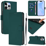 Skin Feel Solid Color Leather Phone Case with Lanyard, For iPhone 13 Pro Max, For iPhone 13 Pro