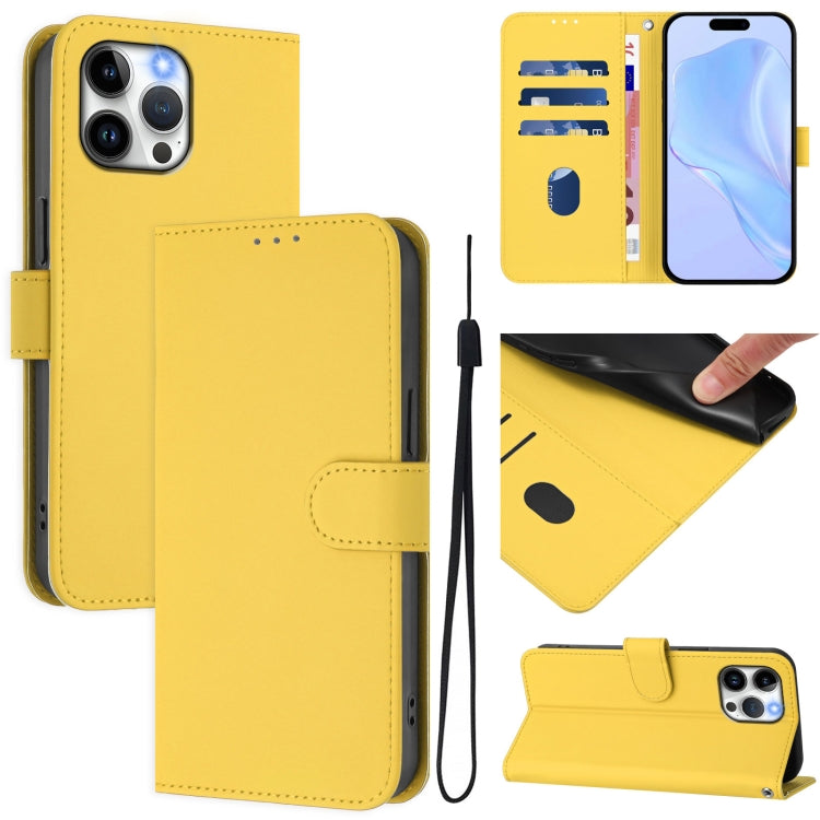 Skin Feel Solid Color Leather Phone Case with Lanyard, For iPhone 13 Pro Max, For iPhone 13 Pro
