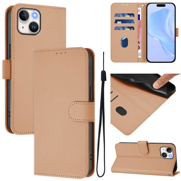 Skin Feel Solid Color Leather Phone Case with Lanyard, For iPhone 13 mini, For iPhone 12 / 12 Pro