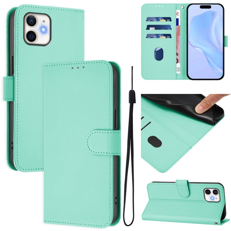 Skin Feel Solid Color Leather Phone Case with Lanyard, For iPhone 13 mini, For iPhone 12 / 12 Pro