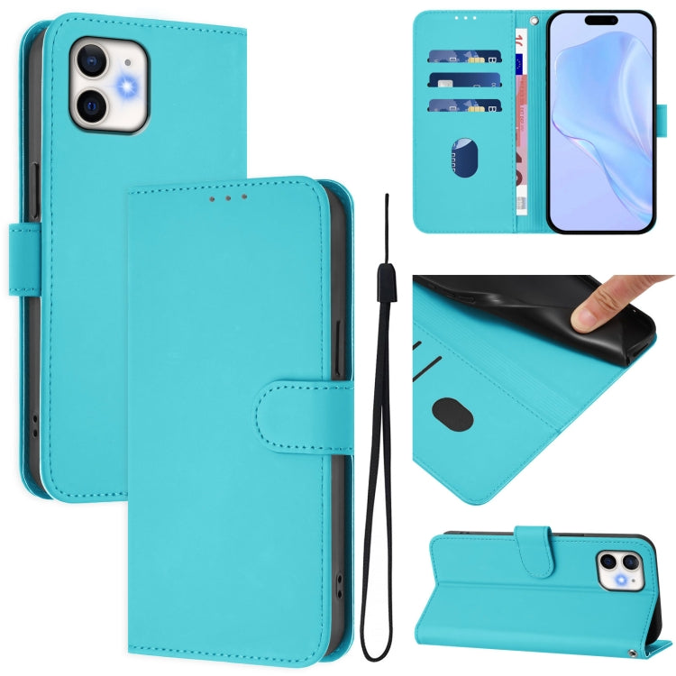 Skin Feel Solid Color Leather Phone Case with Lanyard, For iPhone 13 mini, For iPhone 12 / 12 Pro