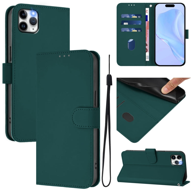 Skin Feel Solid Color Leather Phone Case with Lanyard, For iPhone 11 Pro Max, For iPhone 11