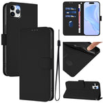 Skin Feel Solid Color Leather Phone Case with Lanyard, For iPhone 11 Pro Max, For iPhone 11