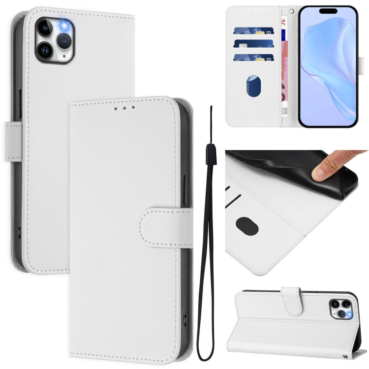 Skin Feel Solid Color Leather Phone Case with Lanyard, For iPhone 11 Pro Max, For iPhone 11