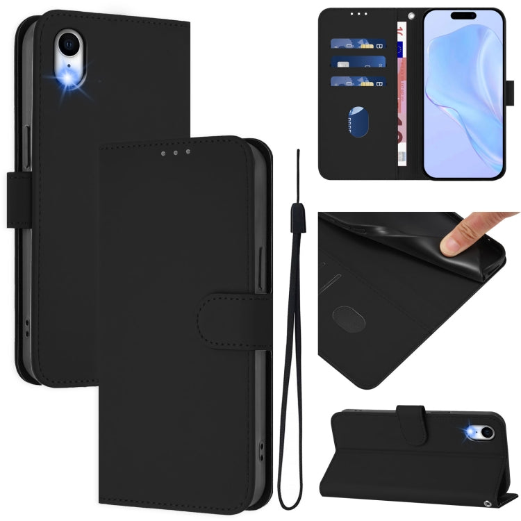 Skin Feel Solid Color Leather Phone Case with Lanyard, For iPhone XR, For iPhone XS Max
