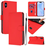 Skin Feel Solid Color Leather Phone Case with Lanyard, For iPhone XR, For iPhone XS Max