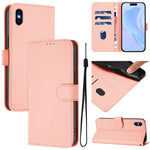 Skin Feel Solid Color Leather Phone Case with Lanyard, For iPhone XR, For iPhone XS Max