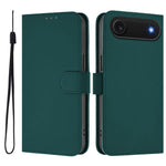 غطاء هاتف جلدي بلون صلب مع ملمس يشبه الجلد وحبل معصم، لهواتف iPhone Air، iPhone 16 Pro Max