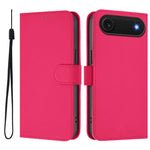 غطاء هاتف جلدي بلون صلب مع ملمس يشبه الجلد وحبل معصم، لهواتف iPhone Air، iPhone 16 Pro Max