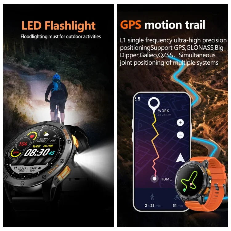 ساعة ذكية LEMFO K67 بشاشة AMOLED مقاس 1.43 بوصة، GPS، رياضية، تدعم مكالمات بلوتوث / مراقبة الصحة