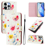Art Colored Drawing Pattern Leather Phone Case, For iPhone 13 Pro