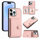 غطاء هاتف محفظة بطاقات بزر مع حماية RFID ضد السرقة، لهواتف iPhone 17 Pro Max، iPhone 17 Pro، iPhone 17، iPhone Air، iPhone 16 Pro Max، iPhone 16 Pro، iPhone 16 Plus، iPhone 16