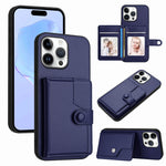 غطاء هاتف محفظة بطاقات بزر مع حماية RFID ضد السرقة، لهواتف iPhone 17 Pro Max، iPhone 17 Pro، iPhone 17، iPhone Air، iPhone 16 Pro Max، iPhone 16 Pro، iPhone 16 Plus، iPhone 16