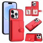 غطاء هاتف محفظة بطاقات بزر مع حماية RFID ضد السرقة، لهواتف iPhone 17 Pro Max، iPhone 17 Pro، iPhone 17، iPhone Air، iPhone 16 Pro Max، iPhone 16 Pro، iPhone 16 Plus، iPhone 16