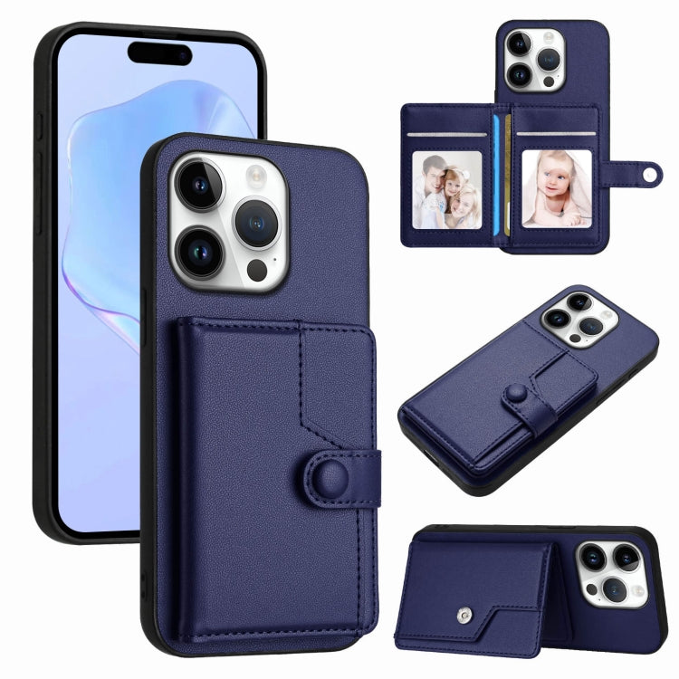غطاء هاتف محفظة بطاقات بزر مع حماية RFID ضد السرقة، لهواتف iPhone 17 Pro Max، iPhone 17 Pro، iPhone 17، iPhone Air، iPhone 16 Pro Max، iPhone 16 Pro، iPhone 16 Plus، iPhone 16