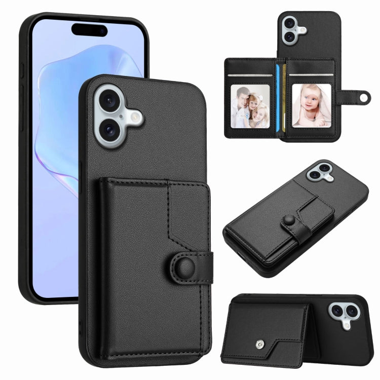 غطاء هاتف محفظة بطاقات بزر مع حماية RFID ضد السرقة، لهواتف iPhone 17 Pro Max، iPhone 17 Pro، iPhone 17، iPhone Air، iPhone 16 Pro Max، iPhone 16 Pro، iPhone 16 Plus، iPhone 16