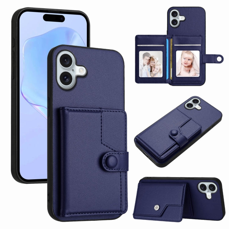 غطاء هاتف محفظة بطاقات بزر مع حماية RFID ضد السرقة، لهواتف iPhone 17 Pro Max، iPhone 17 Pro، iPhone 17، iPhone Air، iPhone 16 Pro Max، iPhone 16 Pro، iPhone 16 Plus، iPhone 16
