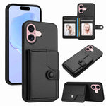 غطاء هاتف محفظة بطاقات بزر مع حماية RFID ضد السرقة، لهواتف iPhone 17 Pro Max، iPhone 17 Pro، iPhone 17، iPhone Air، iPhone 16 Pro Max، iPhone 16 Pro، iPhone 16 Plus، iPhone 16
