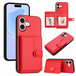 غطاء هاتف محفظة بطاقات بزر مع حماية RFID ضد السرقة، لهواتف iPhone 17 Pro Max، iPhone 17 Pro، iPhone 17، iPhone Air، iPhone 16 Pro Max، iPhone 16 Pro، iPhone 16 Plus، iPhone 16
