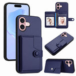غطاء هاتف محفظة بطاقات بزر مع حماية RFID ضد السرقة، لهواتف iPhone 17 Pro Max، iPhone 17 Pro، iPhone 17، iPhone Air، iPhone 16 Pro Max، iPhone 16 Pro، iPhone 16 Plus، iPhone 16