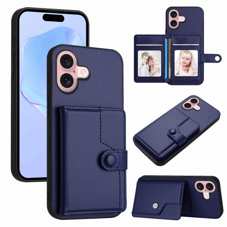 غطاء هاتف محفظة بطاقات بزر مع حماية RFID ضد السرقة، لهواتف iPhone 17 Pro Max، iPhone 17 Pro، iPhone 17، iPhone Air، iPhone 16 Pro Max، iPhone 16 Pro، iPhone 16 Plus، iPhone 16