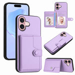 غطاء هاتف محفظة بطاقات بزر مع حماية RFID ضد السرقة، لهواتف iPhone 17 Pro Max، iPhone 17 Pro، iPhone 17، iPhone Air، iPhone 16 Pro Max، iPhone 16 Pro، iPhone 16 Plus، iPhone 16